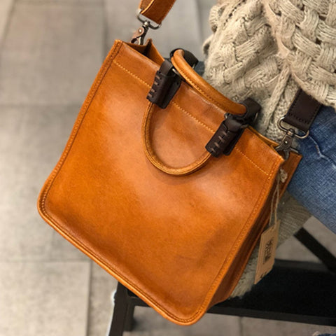 Small Genuine Leather Tote Handbags For Women iLeatherhandbag