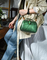 Womens Coffee Leather Doctor Handbag Purses Vintage Coffee Doctor Side Purses for Women