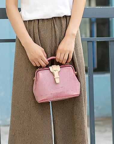 Handmade Womens Rose Leather Small doctor Purse Rose shoulder doctor bags for women