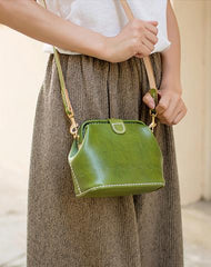 Handmade Womens Green Leather Small doctor Purse shoulder doctor bags for women - iLeatherhandbag